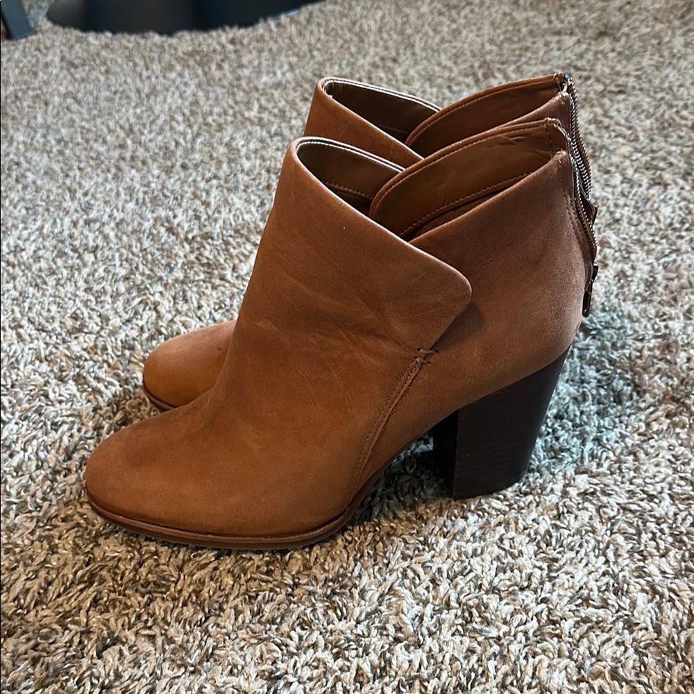 Gianni Bini Brown Ankle Booties with Chunky Heel